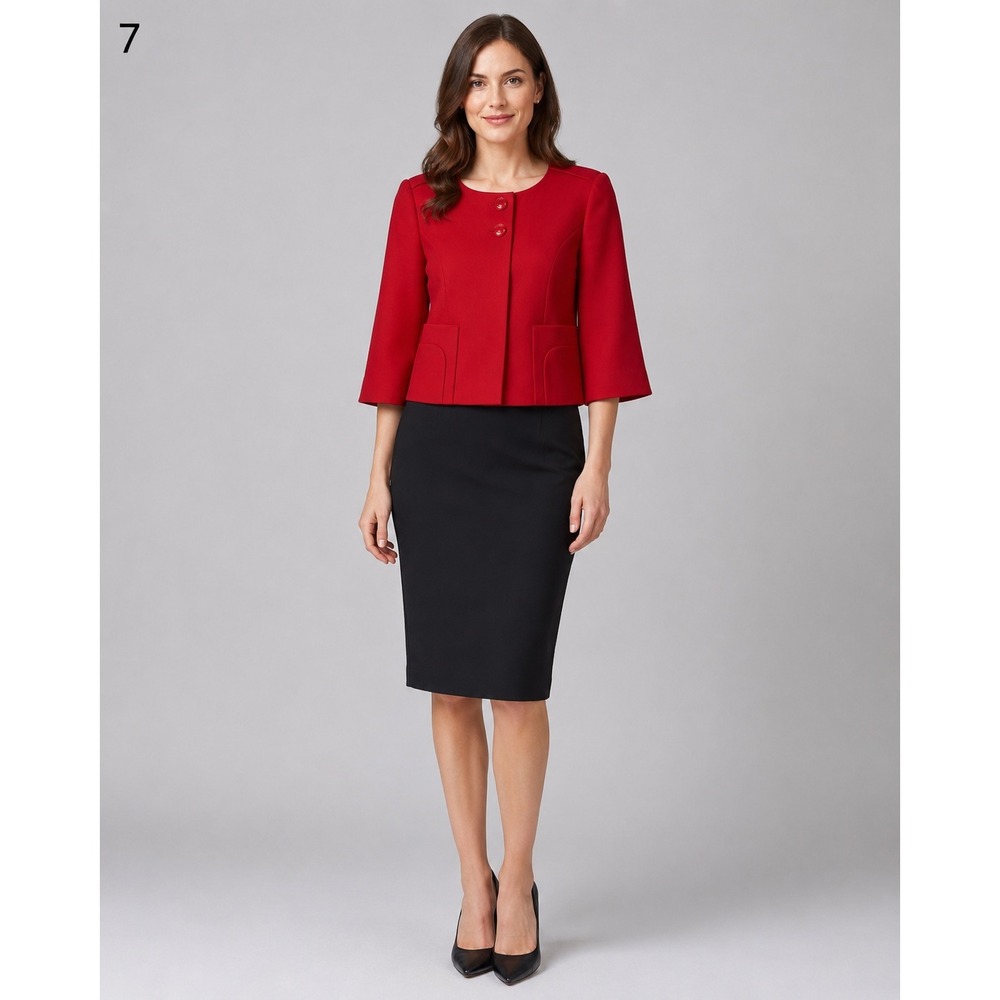 Loft Blazer Jacket Womens 8 Red Polyester Blend Double Button Lined Pockets